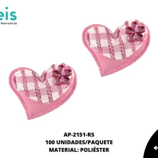 ACCESORIOS INFANTILES CORAZON PIEDRA AAYM-0069-RS 3.5cmX3.2cm 100 PZ/PQT ROSA