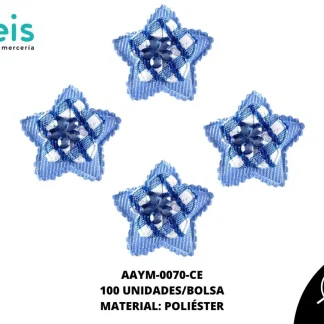 ACCESORIOS INFANTILES ESTRELLA PIEDRA AAYM-0070-CE 3cm 100 PZ/PQT CIELO