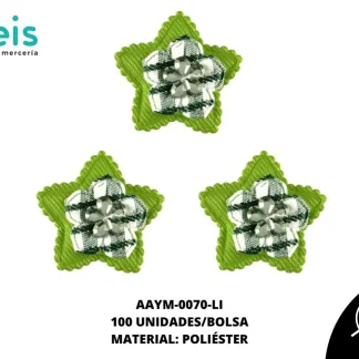 ACCESORIOS INFANTILES ESTRELLA PIEDRA AAYM-0070-LI 3cm 100 PZ/PQT LIMON