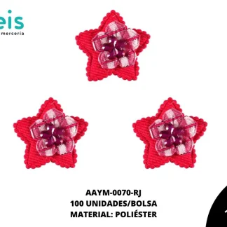 ACCESORIOS INFANTILES ESTRELLA PIEDRA AAYM-0070-RJ 3cm 100 PZ/PQT ROJO