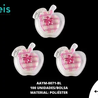 ACCESORIOS INFANTILES MANZANA PIEDRA AAYM-0071-BL 3.1cmX3.6cm 100 PZ/PQT BLANCO