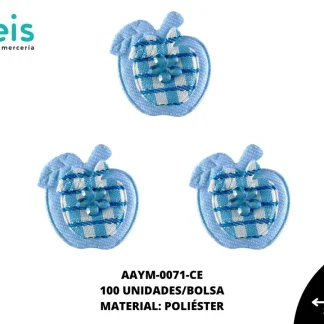 ACCESORIOS INFANTILES MANZANA PIEDRA AAYM-0071-CE 3.1cmX3.6cm 100 PZ/PQT CIELO