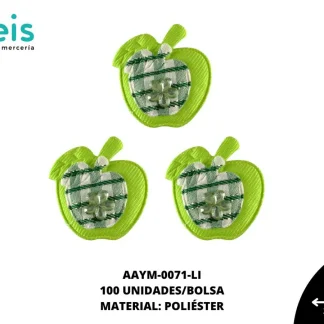 ACCESORIOS INFANTILES MANZANA PIEDRA AAYM-0071-LI 3.1cmX3.6cm 100 PZ/PQT LIMON