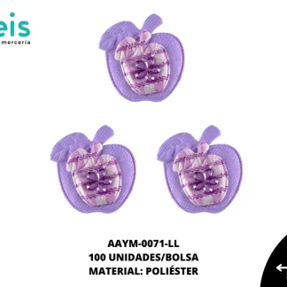 ACCESORIOS INFANTILES MANZANA PIEDRA AAYM-0071-LL 3.1cmX3.6cm 100 PZ/PQT LILA