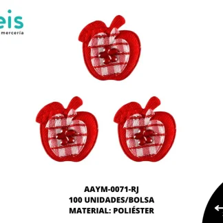 ACCESORIOS INFANTILES MANZANA PIEDRA AAYM-0071-RJ 3.1cmX3.6cm 100 PZ/PQT ROJO