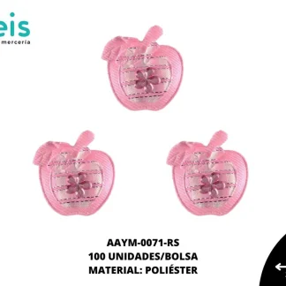 ACCESORIOS INFANTILES MANZANA PIEDRA AAYM-0071-RS 3.1cmX3.6cm 100 PZ/PQT ROSA