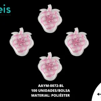 ACCESORIOS INFANTILES FRESA PIEDRA AAYM-0072-BL 3.1cmX3.5cm 100 PZ/PQT BLANCO