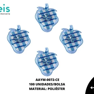 ACCESORIOS INFANTILES FRESA PIEDRA AAYM-0072-CE 3.1cmX3.5cm 100 PZ/PQT CIELO