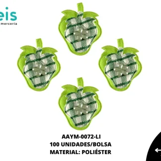 ACCESORIOS INFANTILES FRESA PIEDRA AAYM-0072-LI 3.1cmX3.5cm 100 PZ/PQT LIMON