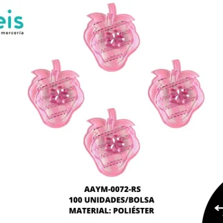 ACCESORIOS INFANTILES FRESA PIEDRA AAYM-0072-RS 3.1cmX3.5cm 100 PZ/PQT ROSA