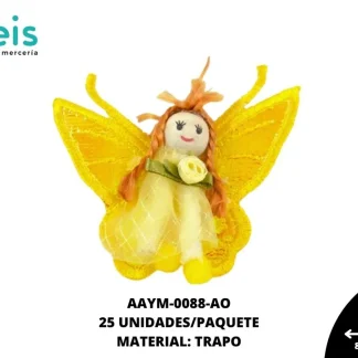 MUÑECA ANGEL TRAPO REF: 17.5 CM AMARILLO 25 U/PQT