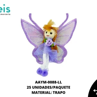 MUÑECA ANGEL TRAPO REF: 17.5 CM LILA 25 U/PQT