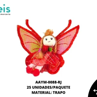 MUÑECA ANGEL TRAPO REF: 17.5 CM ROJO 25 U/PQT