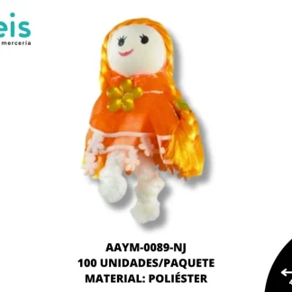 MUÑECA FRANJA FLORECITAS REF: #1 NARANJA 100 U/PQT