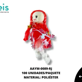MUÑECA FRANJA FLORECITAS REF: #1 ROJO 100 U/PQT