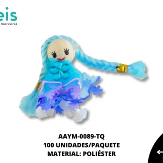 MUÑECA FRANJA FLORECITAS REF: #1 TURQUESA 100 U/PQT