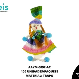 MUÑECA MINI TRAPO GORRO REF: QW-07 AZUL CELESTE 100 U/PQT