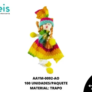 MUÑECA MINI TRAPO GORRO REF: QW-07 AMARILLO 100 U/PQT