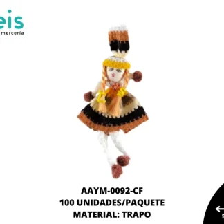MUÑECA MINI TRAPO GORRO REF: QW-07 CAFE 100 U/PQT