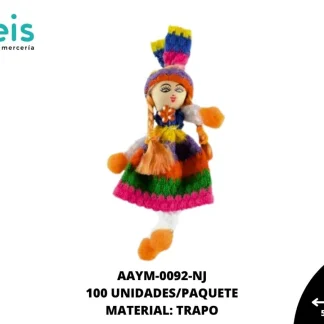 MUÑECA MINI TRAPO GORRO REF: QW-07 NARANJA 100 U/PQT