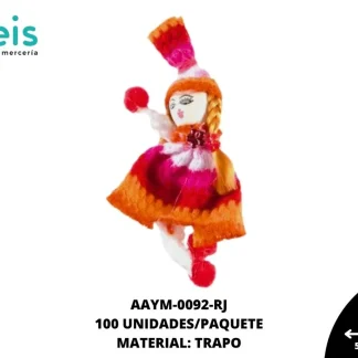 MUÑECA MINI TRAPO GORRO REF: QW-07 ROJO 100 U/PQT