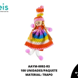 MUÑECA MINI TRAPO GORRO REF: QW-07 ROSA 100 U/PQT