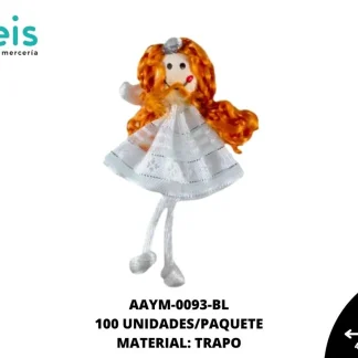 MUÑECA MINI TRAPO RIZOS REF: QW-45 BLANCO 100 U/PQT
