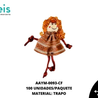 MUÑECA MINI TRAPO RIZOS REF: QW-45 CAFE 100 U/PQT
