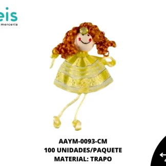 MUÑECA MINI TRAPO RIZOS REF: QW-45 CREMA 10 u/pqt