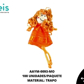 MUÑECA MINI TRAPO RIZOS REF: QW-45 MANDARINA 100 U/PQT