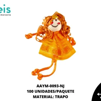 MUÑECA MINI TRAPO RIZOS REF: QW-45 NARANJA 100 U/PQT