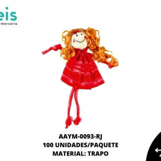 MUÑECA MINI TRAPO RIZOS REF: QW-45 ROJO 100 U/PQT