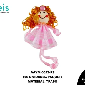 MUÑECA MINI TRAPO RIZOS REF: QW-45 ROSA 100 U/PQT
