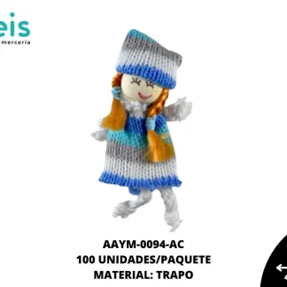 MUÑECA MINI TRAPO RUANA REF: QW-06 AZUL CELESTE 100 U/PQT