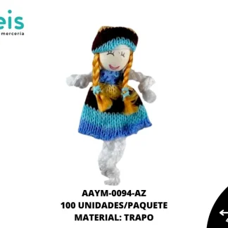 MUÑECA MINI TRAPO RUANA REF: QW-06 AZUL 100 U/PQT