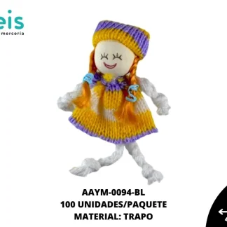 MUÑECA MINI TRAPO RUANA REF: QW-06 BLANCO 100 U/PQT