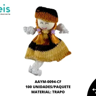 MUÑECA MINI TRAPO RUANA REF: QW-06 CAFE 100 U/PQT