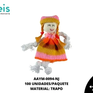MUÑECA MINI TRAPO RUANA REF: QW-06 NARANJA 100 U/PQT