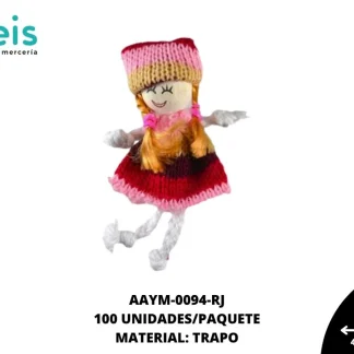 MUÑECA MINI TRAPO RUANA REF: QW-06 ROJO 100 U/PQT