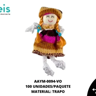 MUÑECA MINI TRAPO RUANA REF: QW-06 VIOLETA 100 U/PQT