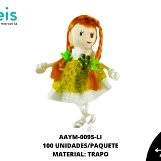 MUÑECA MINI TRENZA REF: QW-32 LIMON 100 U/PQT