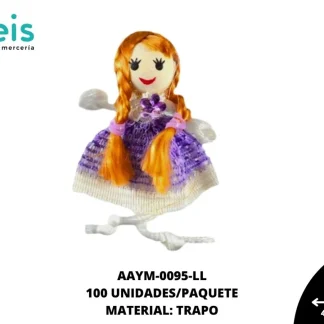 MUÑECA MINI TRENZA REF: QW-32 LILA 100u/pqt