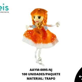 MUÑECA MINI TRENZA REF: QW-32 NARANJA 100 U/PQT