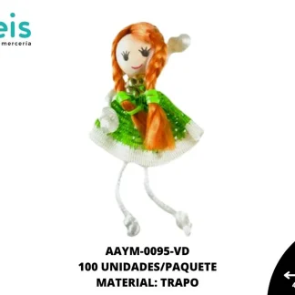 MUÑECA MINI TRENZA REF: QW-32 VERDE 100 U/PQT
