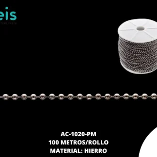CADENA HIERRO BOLITA REF: QX-738 PLOMO 100 METROS/ROLLO