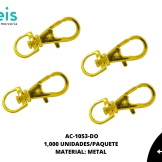 ACCESORIOS METAL MOSQUETON AC-1053-DO 31mmX12mm 1,000 PZ/PQT DORADO