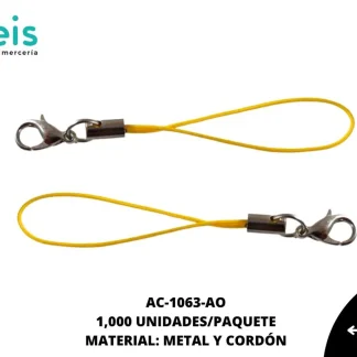HERRAJE CELULAR CORDON C/PICOLORO REF: QX-597 AMARILLO 1000 u/pqt