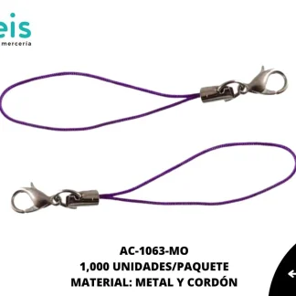 HERRAJE CELULAR CORDON C/PICOLORO REF: QX-597 MORADO 1000 u/pqt