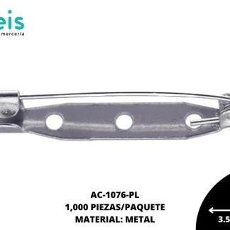 HERRAMIENTAS CONFECCIÓN ALFILERES Y SEGUROS AC-1076-PL 3.5cmX0.5cm 1,000 PZ/PQT PLATA