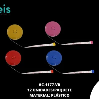 HERRAMIENTAS CONFECCIÓN MEDICION CINTA METRICA AC-1177-VR 5cm 12 PZ/CAJA MULTICOLOR